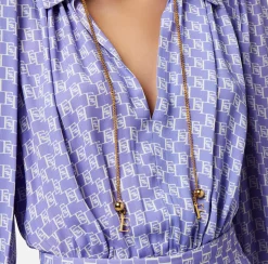 Elisabetta Franchi Abiti^Abito Chemisier Asimmetrico In Georgette Con Stampa Logo