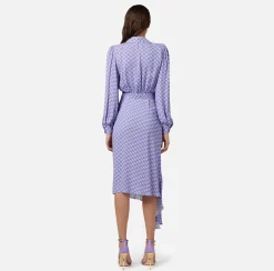 Elisabetta Franchi Abiti^Abito Chemisier Asimmetrico In Georgette Con Stampa Logo