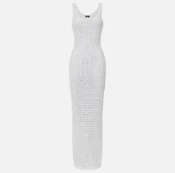 Elisabetta Franchi Abiti^Abito Lungo In Cotone Punto Rete Con Strass