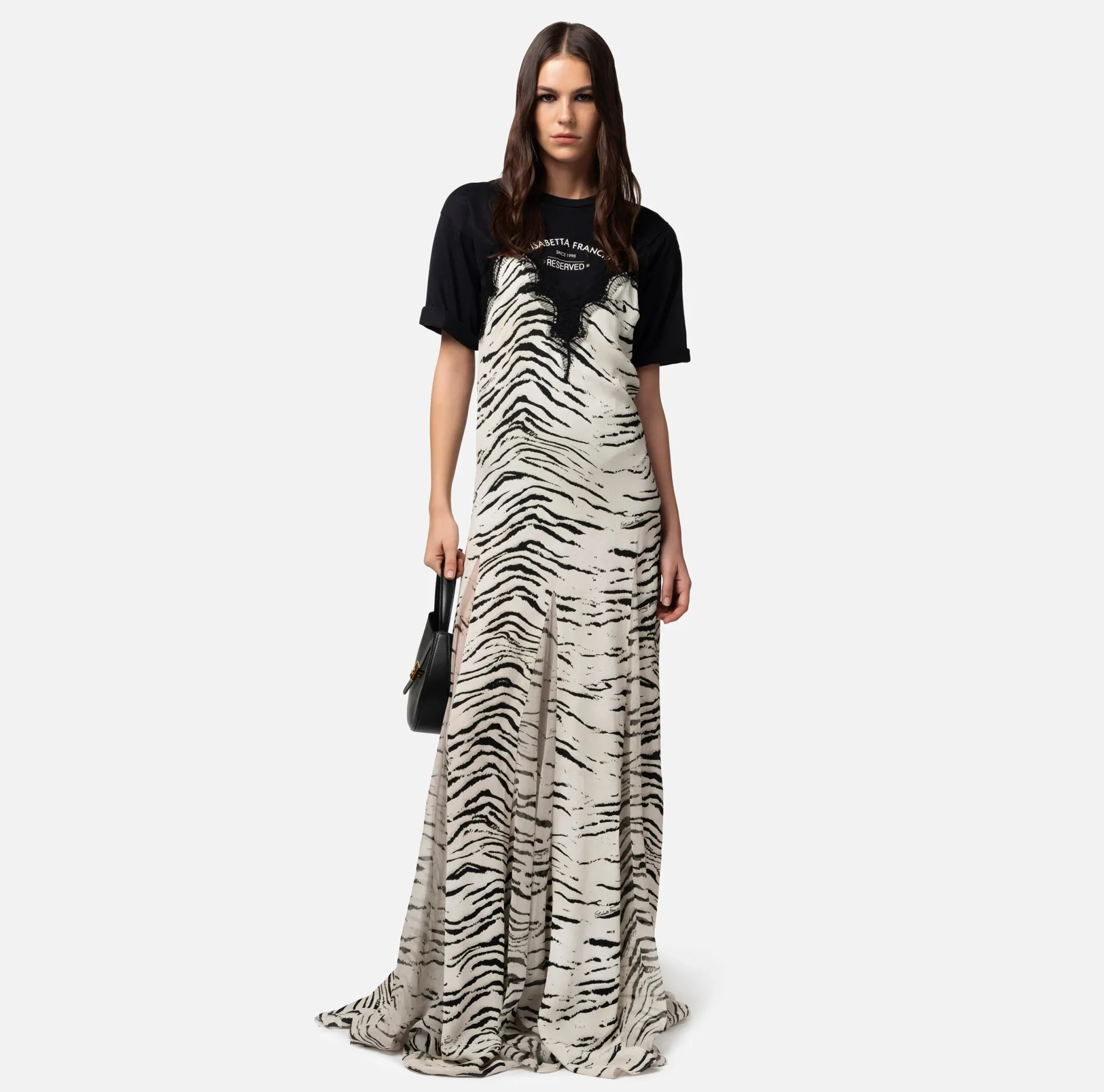 Elisabetta Franchi Abiti^Abito Lungo In Georgette Di Viscosa Stampa Animalier