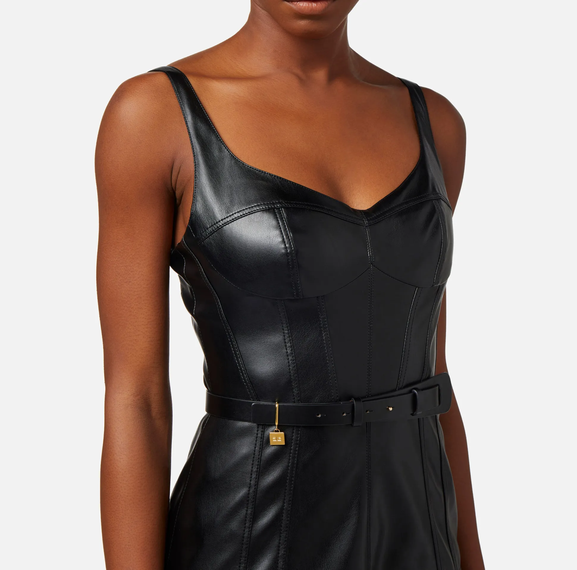 Elisabetta Franchi Abiti^Abito Midi Effetto Pelle Con Tagli Bustier