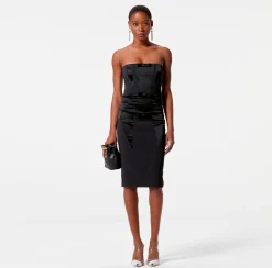 Elisabetta Franchi Abiti^Abito Midi In Crepe Con Fiocchi In Raso