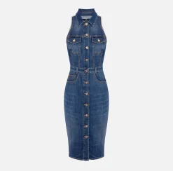 Elisabetta Franchi Abiti^Abito Midi In Denim Con Abbottonatura