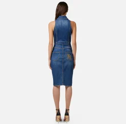 Elisabetta Franchi Abiti^Abito Midi In Denim Con Abbottonatura