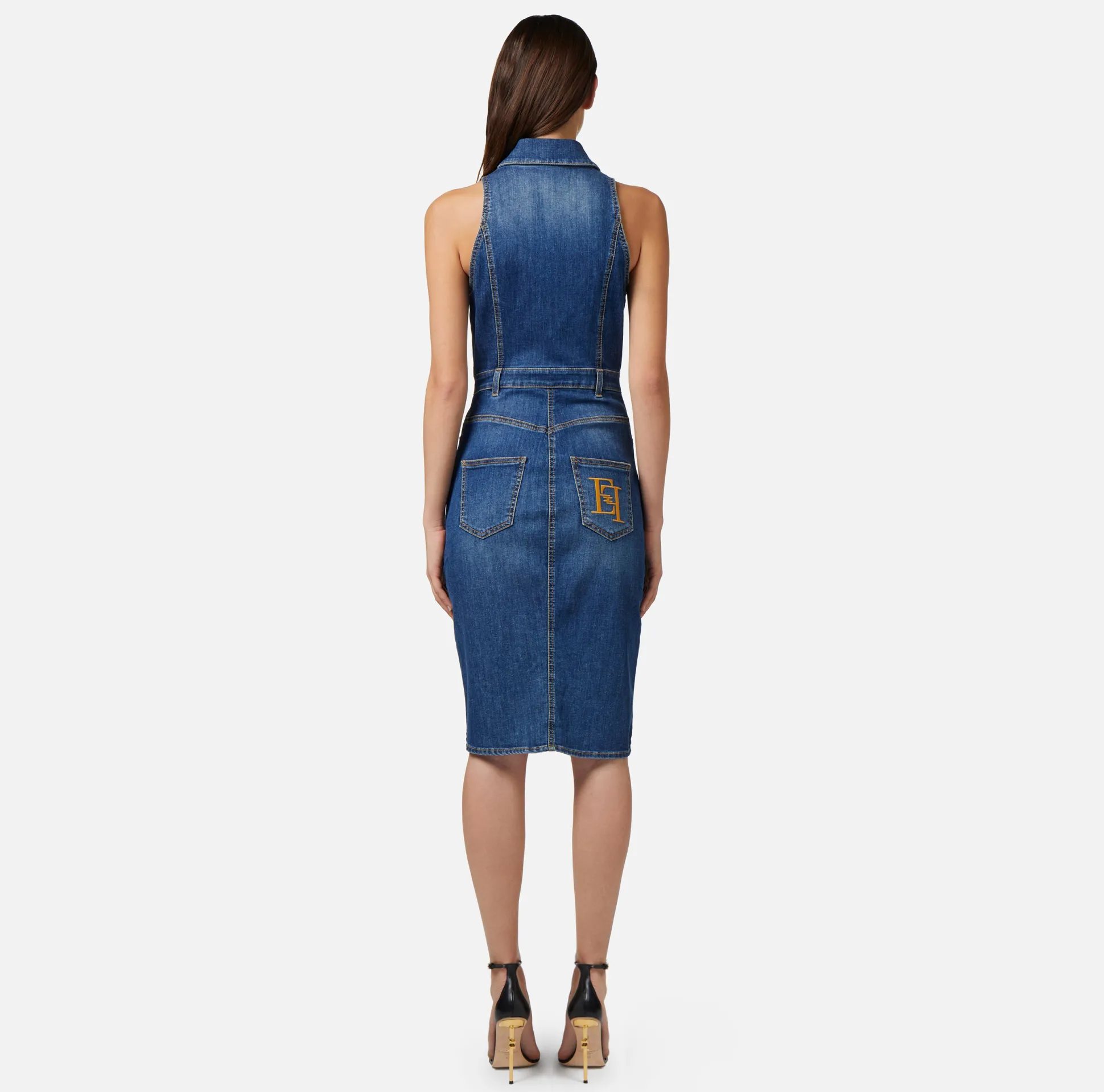 Elisabetta Franchi Abiti^Abito Midi In Denim Con Abbottonatura