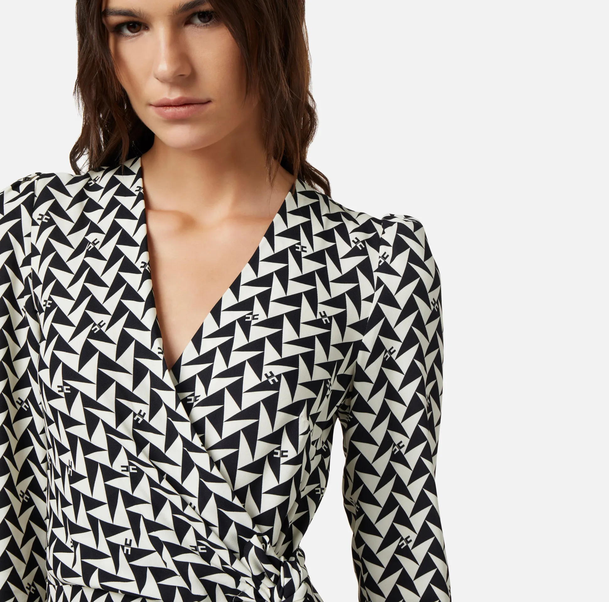 Elisabetta Franchi Abiti^Abito Midi In Georgette Di Viscosa Stampata