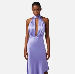 Elisabetta Franchi Abiti^Abito Midi In Raso Con Gonna Asimmetrica