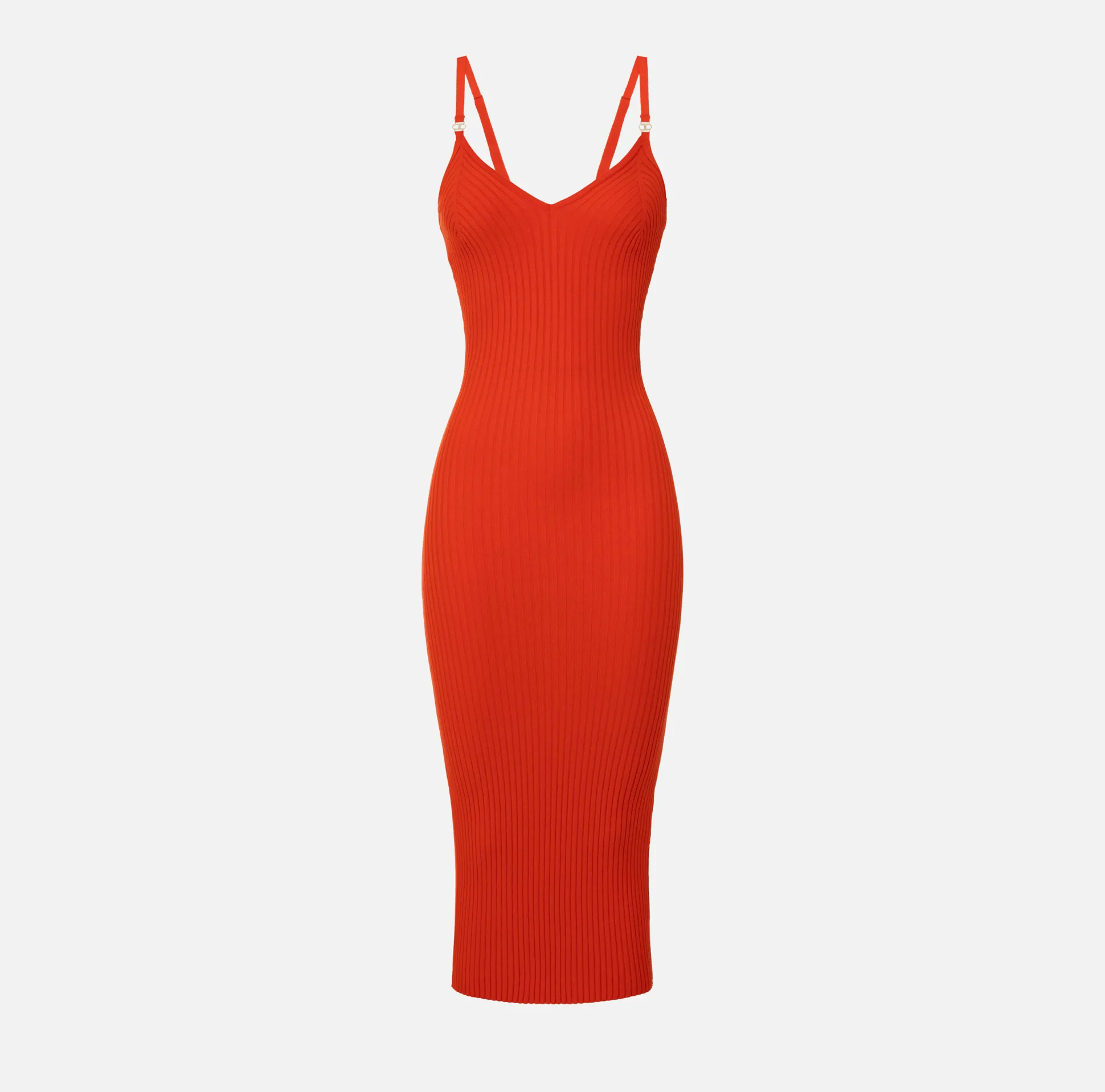 Elisabetta Franchi Abiti^Abito Midi In Viscosa A Costine Con Spalline
