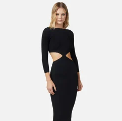 Elisabetta Franchi Abiti^Abito Midi In Viscosa A Costine Con Cut-Out