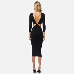 Elisabetta Franchi Abiti^Abito Midi In Viscosa A Costine Con Cut-Out