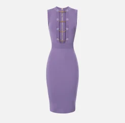 Elisabetta Franchi Abiti^Abito Midi In Viscosa Con Bottoni Gemello