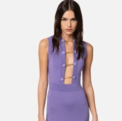 Elisabetta Franchi Abiti^Abito Midi In Viscosa Con Bottoni Gemello