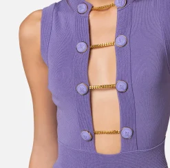 Elisabetta Franchi Abiti^Abito Midi In Viscosa Con Bottoni Gemello