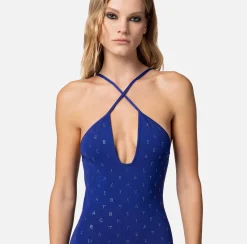 Elisabetta Franchi Abiti^Abito Midi In Viscosa Con Lettering In Strass