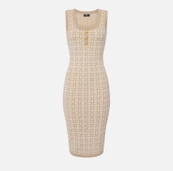 Elisabetta Franchi Abiti^Abito Midi In Viscosa Jacquard Con Bottoni
