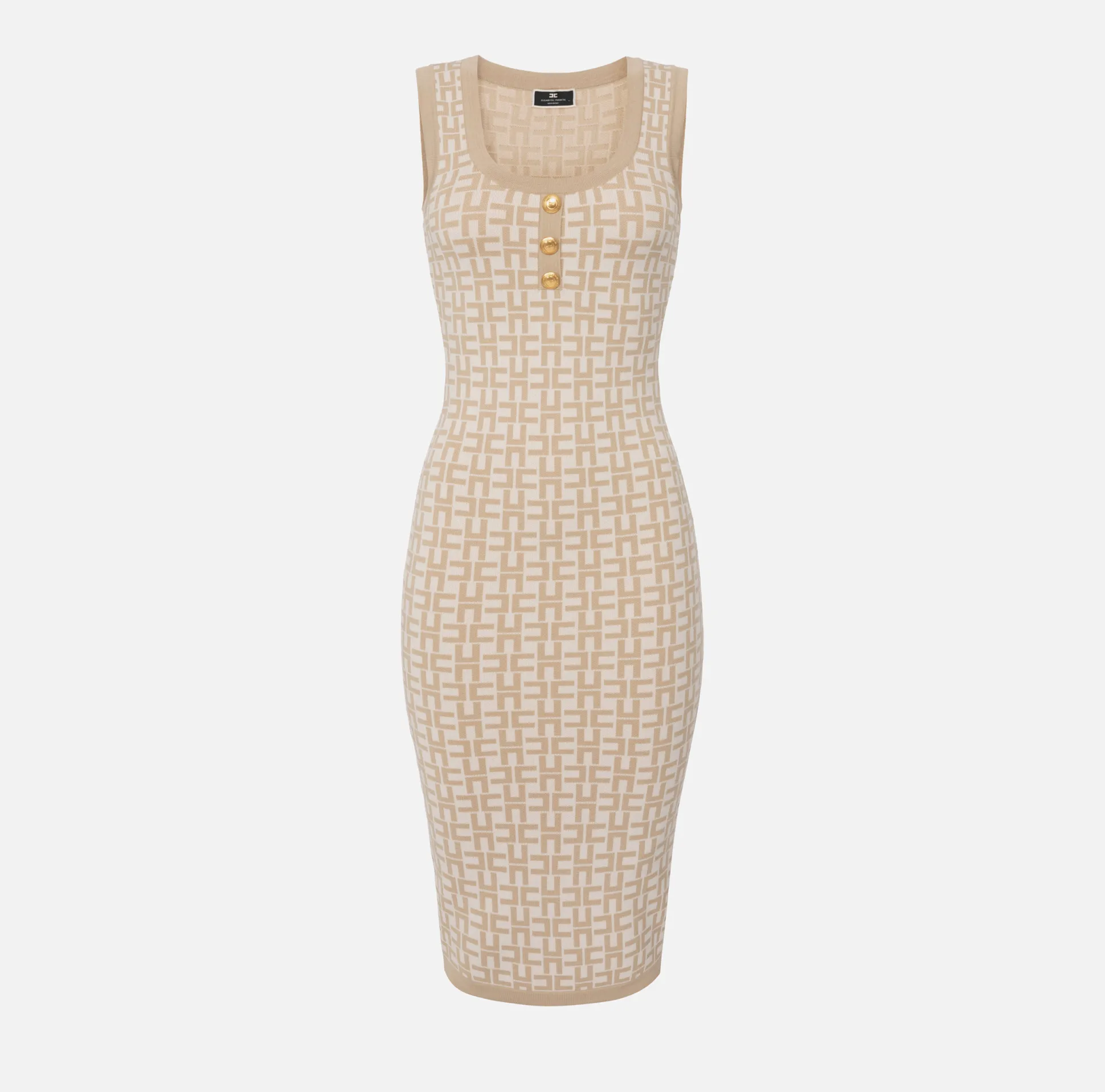 Elisabetta Franchi Abiti^Abito Midi In Viscosa Jacquard Con Bottoni