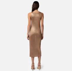 Elisabetta Franchi Abiti^Abito Midi In Viscosa Laminata Con Charms