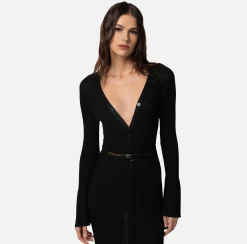 Elisabetta Franchi Abiti^Abito Midi In Viscosa Lucida A Coste