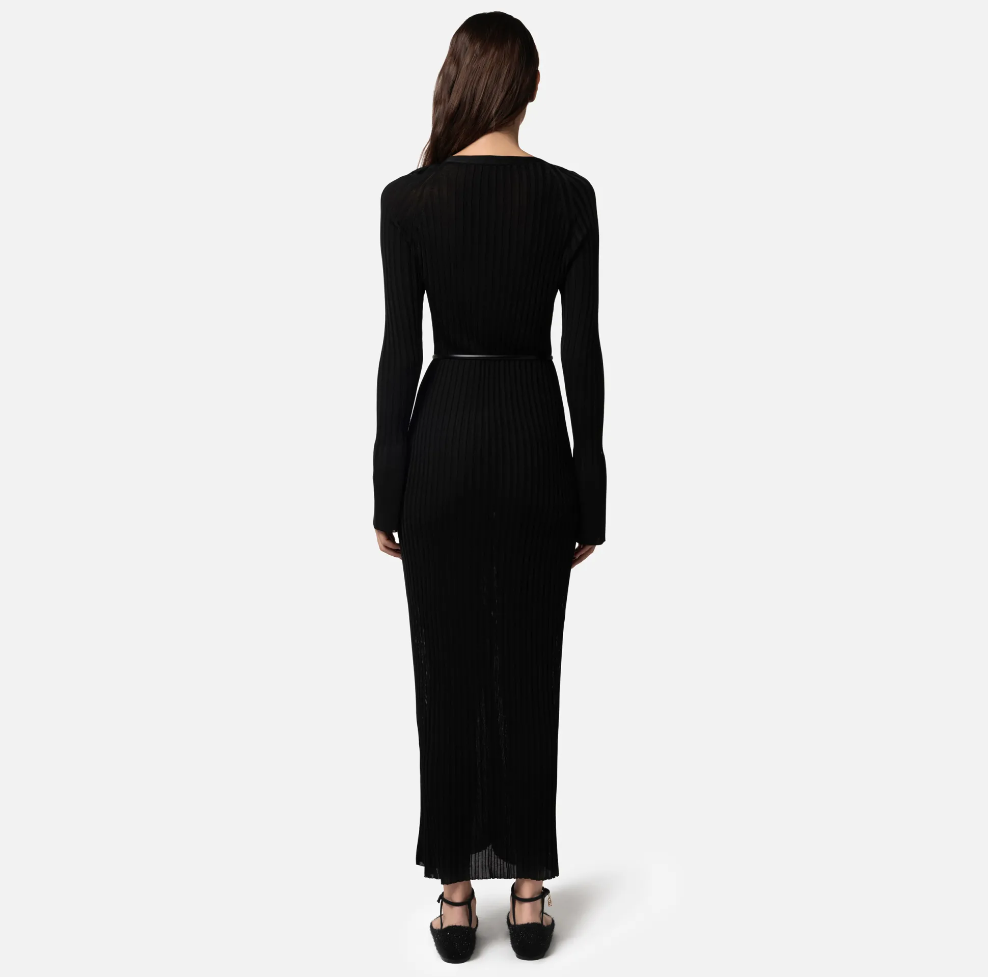 Elisabetta Franchi Abiti^Abito Midi In Viscosa Lucida A Coste