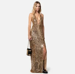 Elisabetta Franchi Abiti^Abito Red Carpet Con Frange Di Perline E Paillettes