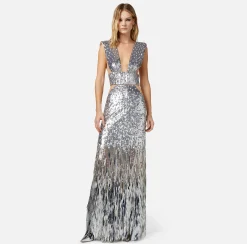 Elisabetta Franchi Red Carpet^Abito Red Carpet Con Frange E Paillettes