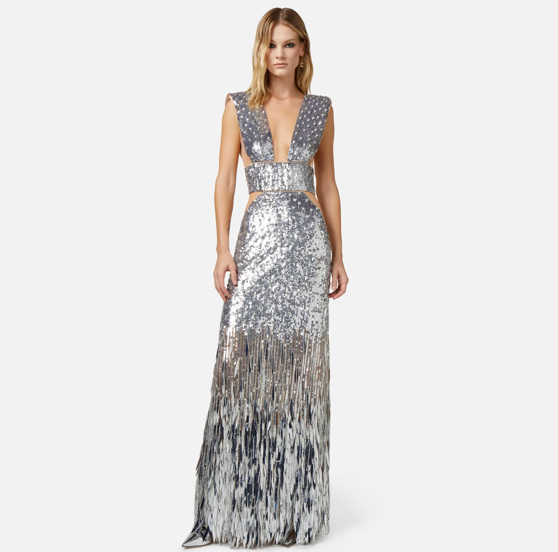 Elisabetta Franchi Red Carpet^Abito Red Carpet Con Frange E Paillettes