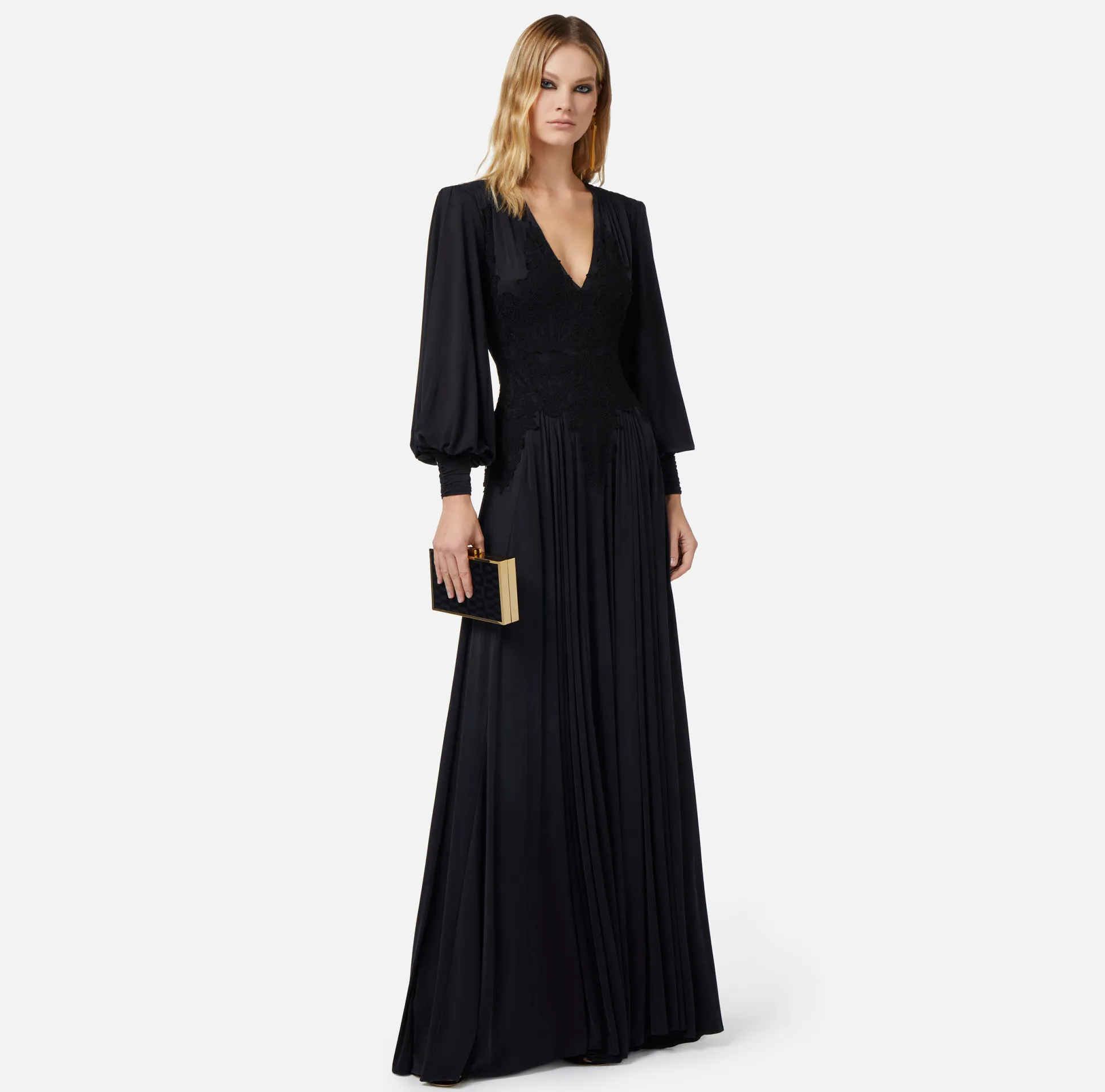 Elisabetta Franchi Red Carpet^Abito Red Carpet In Jersey Con Inserti In Pizzo