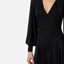 Elisabetta Franchi Red Carpet^Abito Red Carpet In Jersey Con Inserti In Pizzo