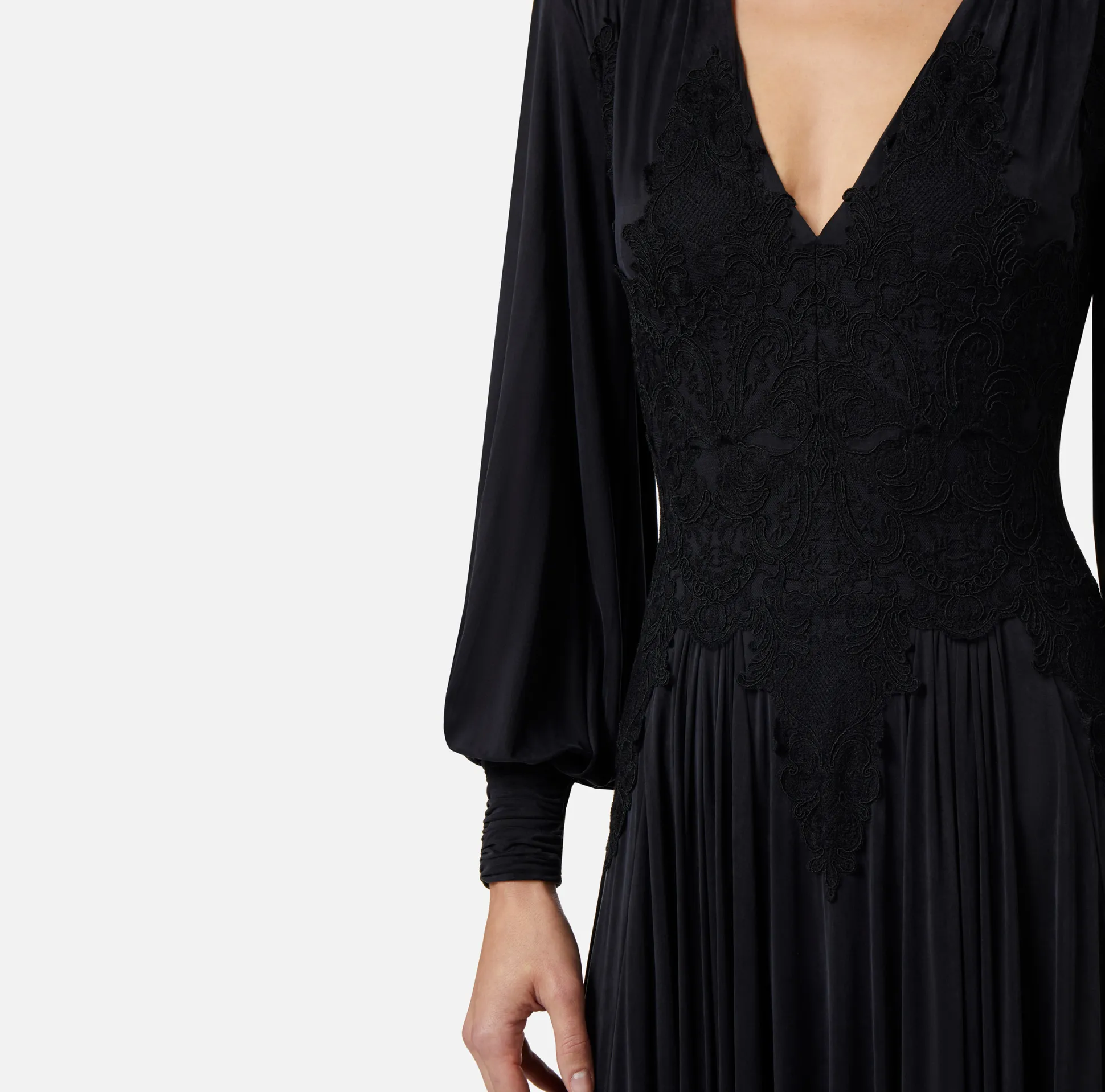 Elisabetta Franchi Red Carpet^Abito Red Carpet In Jersey Con Inserti In Pizzo
