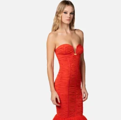 Elisabetta Franchi Abiti^Abito Red Carpet In Jersey Con Balza Di Tulle