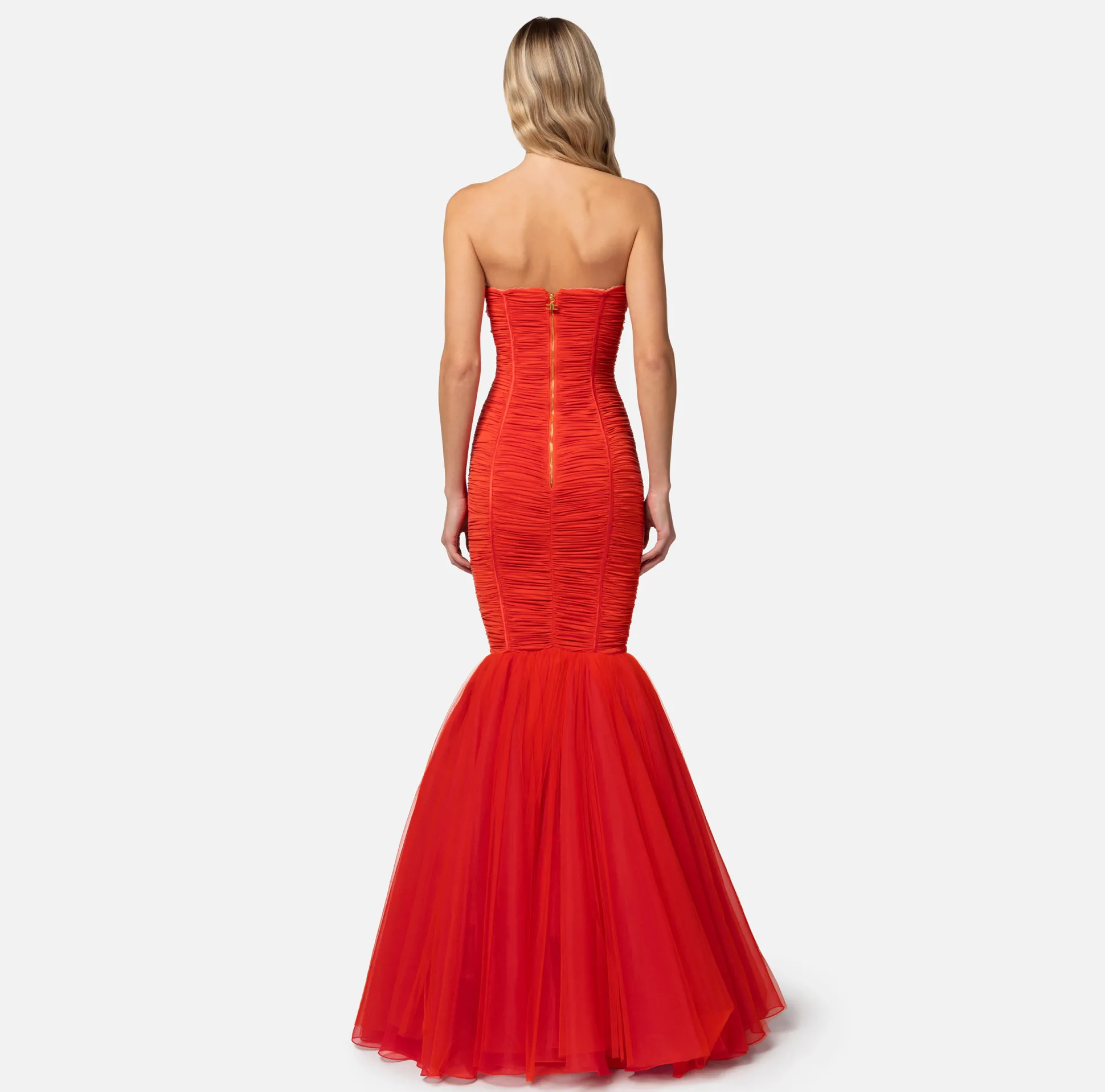 Elisabetta Franchi Abiti^Abito Red Carpet In Jersey Con Balza Di Tulle