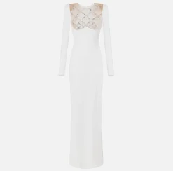 Elisabetta Franchi Abiti^Abito Red Carpet In Jersey Con Plastron Ricamato