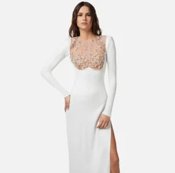 Elisabetta Franchi Abiti^Abito Red Carpet In Jersey Con Plastron Ricamato