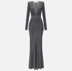 Elisabetta Franchi Abiti^Abito Red Carpet In Jersey Lurex Con Body Chain