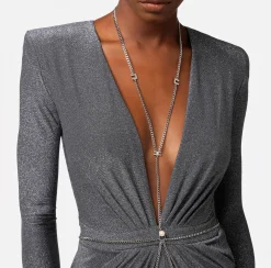 Elisabetta Franchi Abiti^Abito Red Carpet In Jersey Lurex Con Body Chain