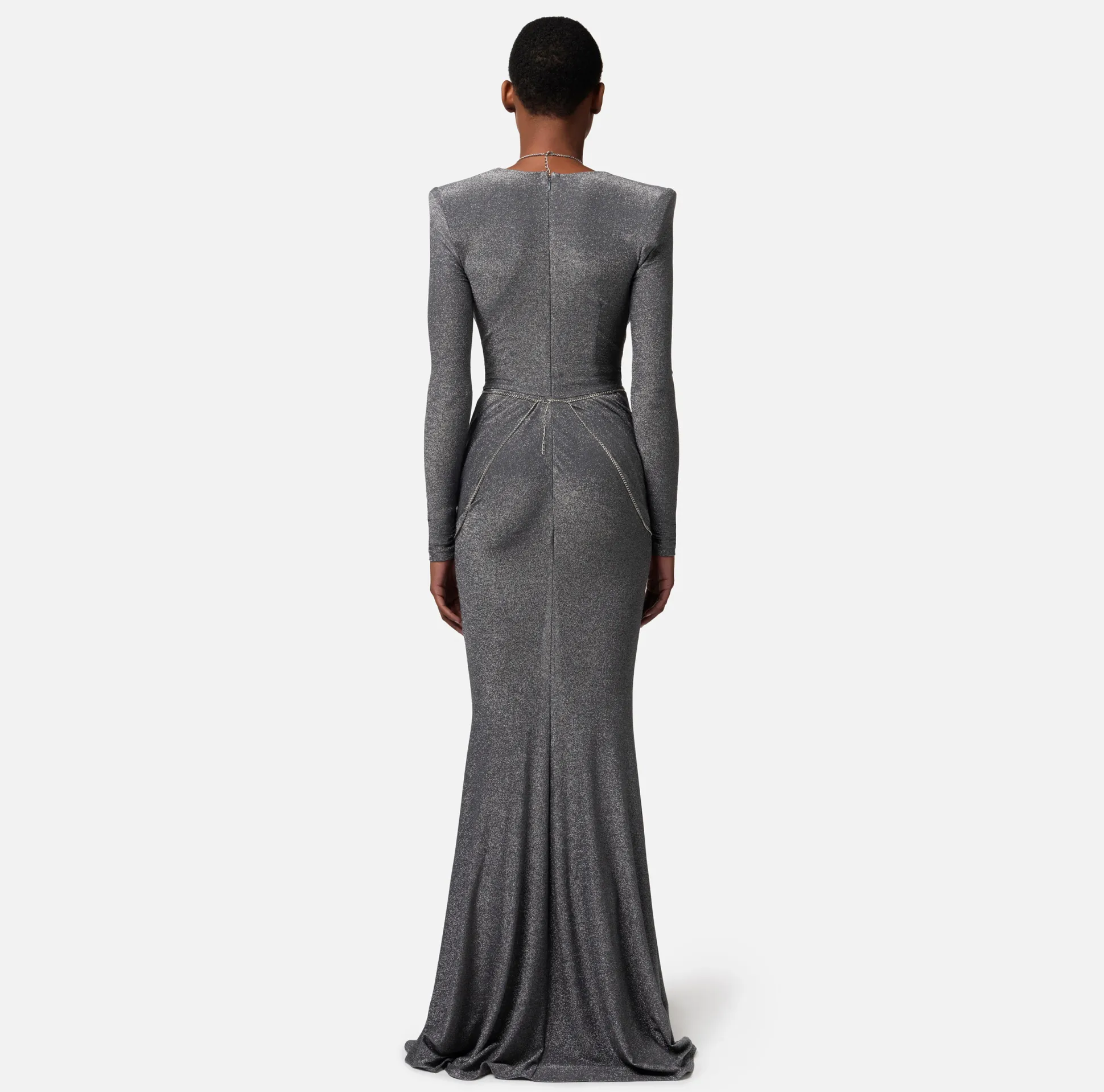 Elisabetta Franchi Abiti^Abito Red Carpet In Jersey Lurex Con Body Chain