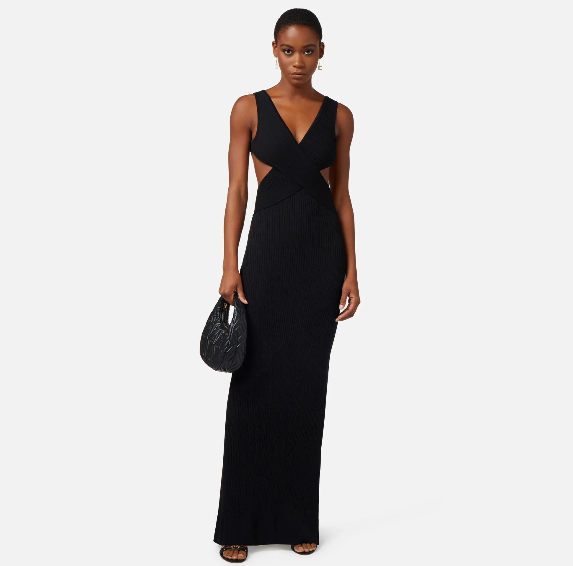 Elisabetta Franchi Abiti^Abito Red Carpet In Viscosa A Costine Con Cut-Out Schiena