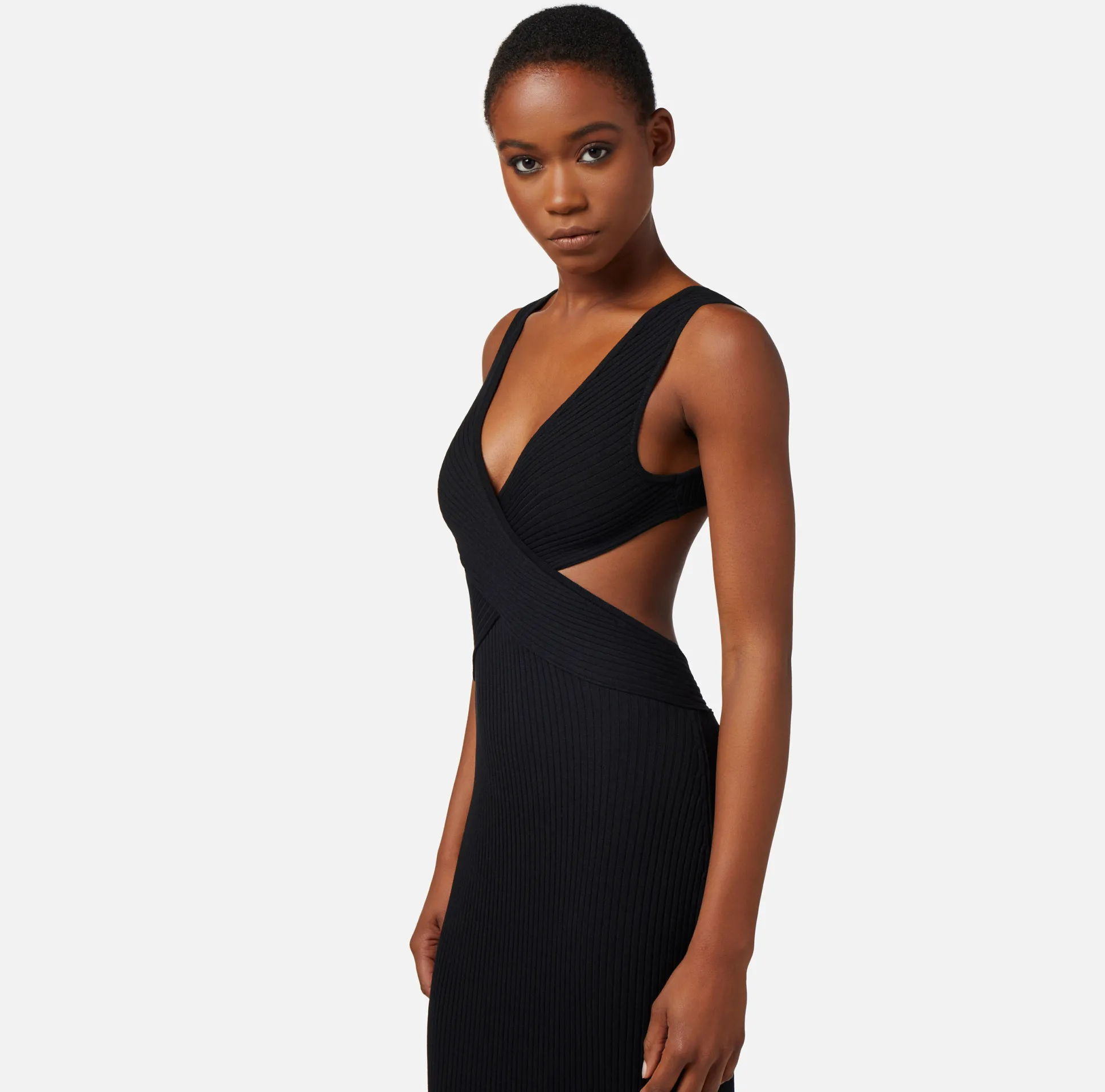 Elisabetta Franchi Abiti^Abito Red Carpet In Viscosa A Costine Con Cut-Out Schiena
