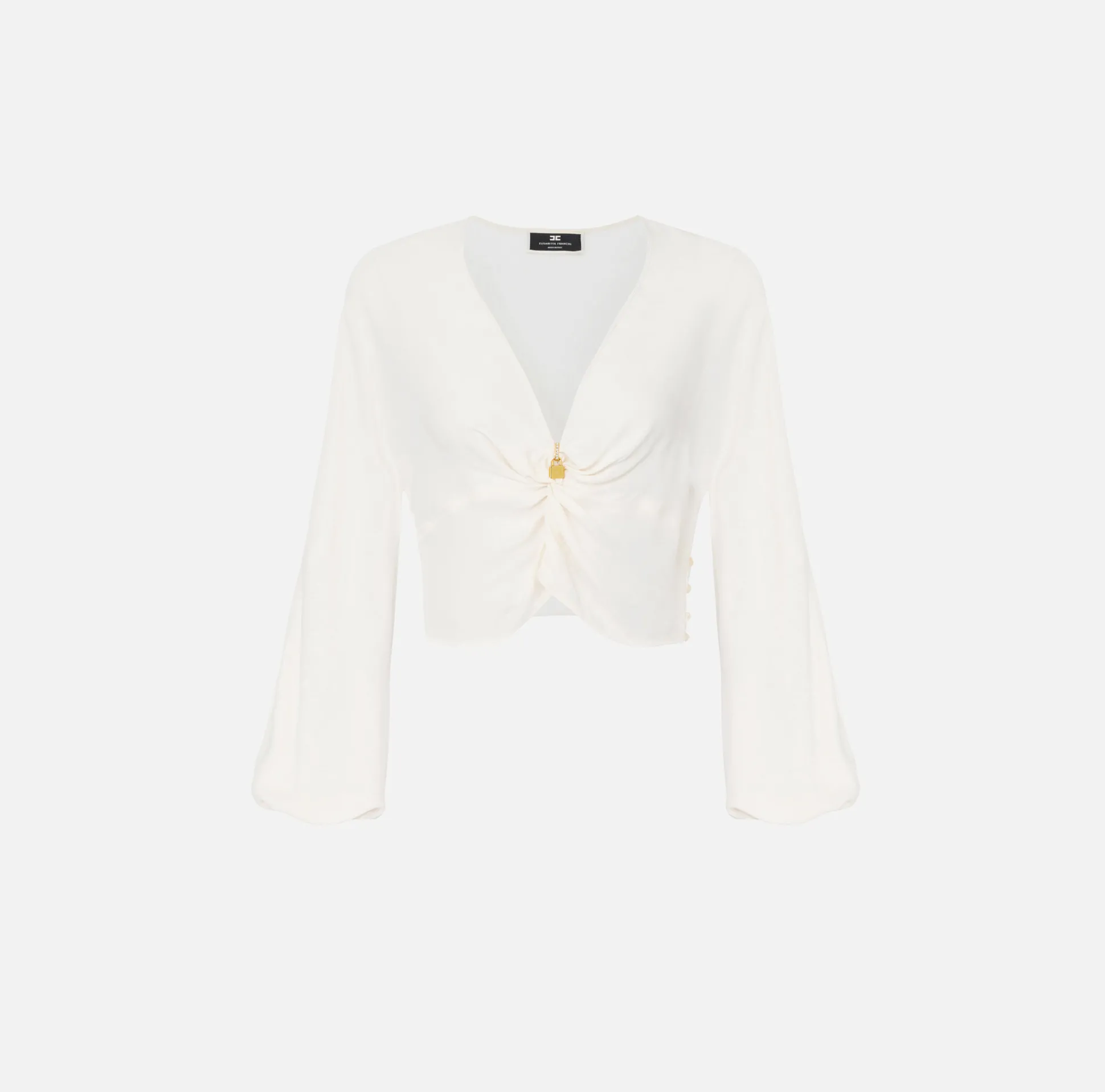 Elisabetta Franchi Camicie E Bluse^Blusa Cropped In Georgette Di Viscosa Con Nodo