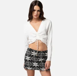Elisabetta Franchi Camicie E Bluse^Blusa Cropped In Georgette Di Viscosa Con Coulisse