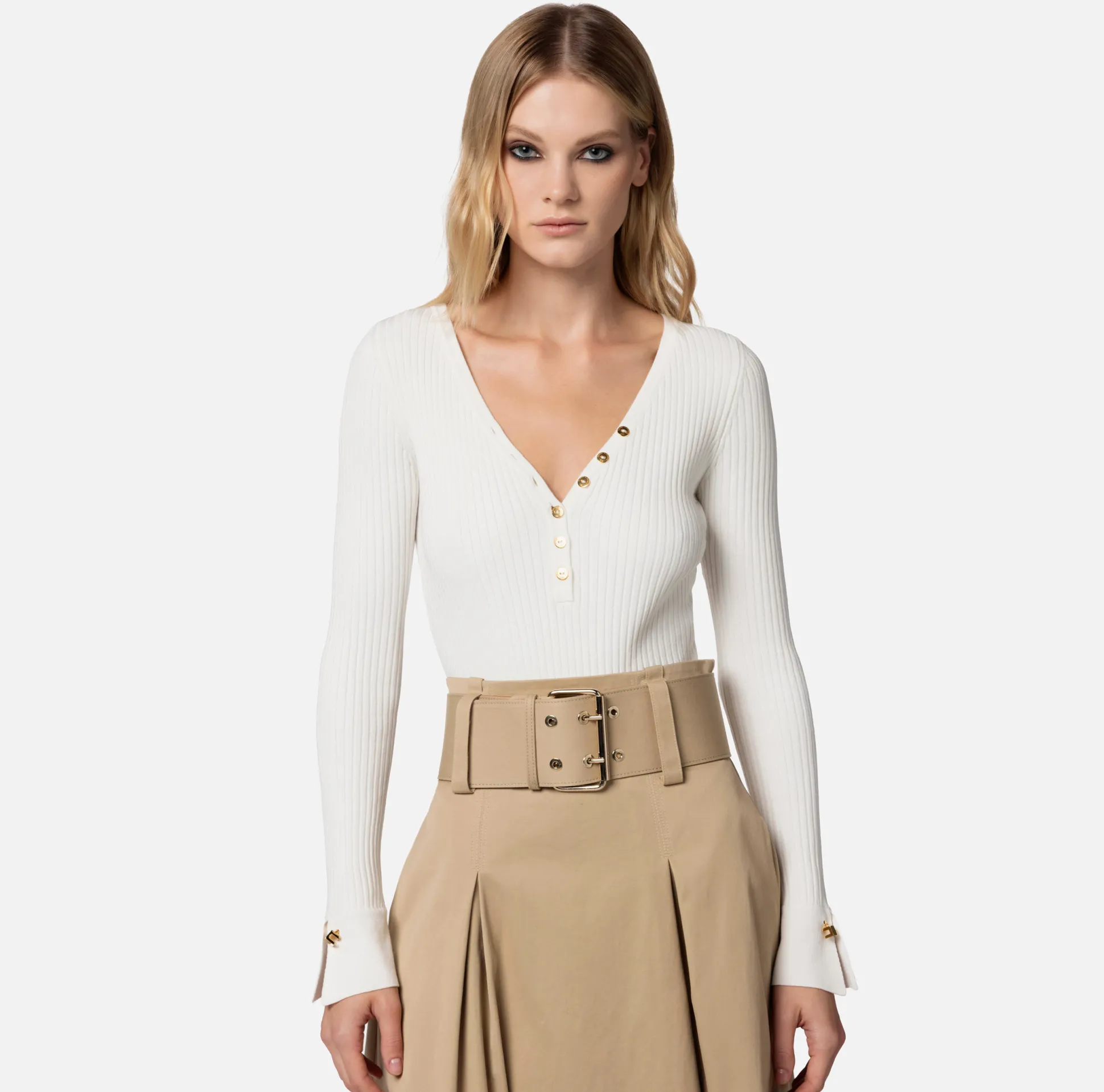 Elisabetta Franchi Top, T-Shirt & Body^Body A Maniche Lunghe In Maglia A Coste