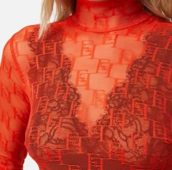 Elisabetta Franchi Top, T-Shirt & Body^Body A Maniche Lunghe In Tulle Logo