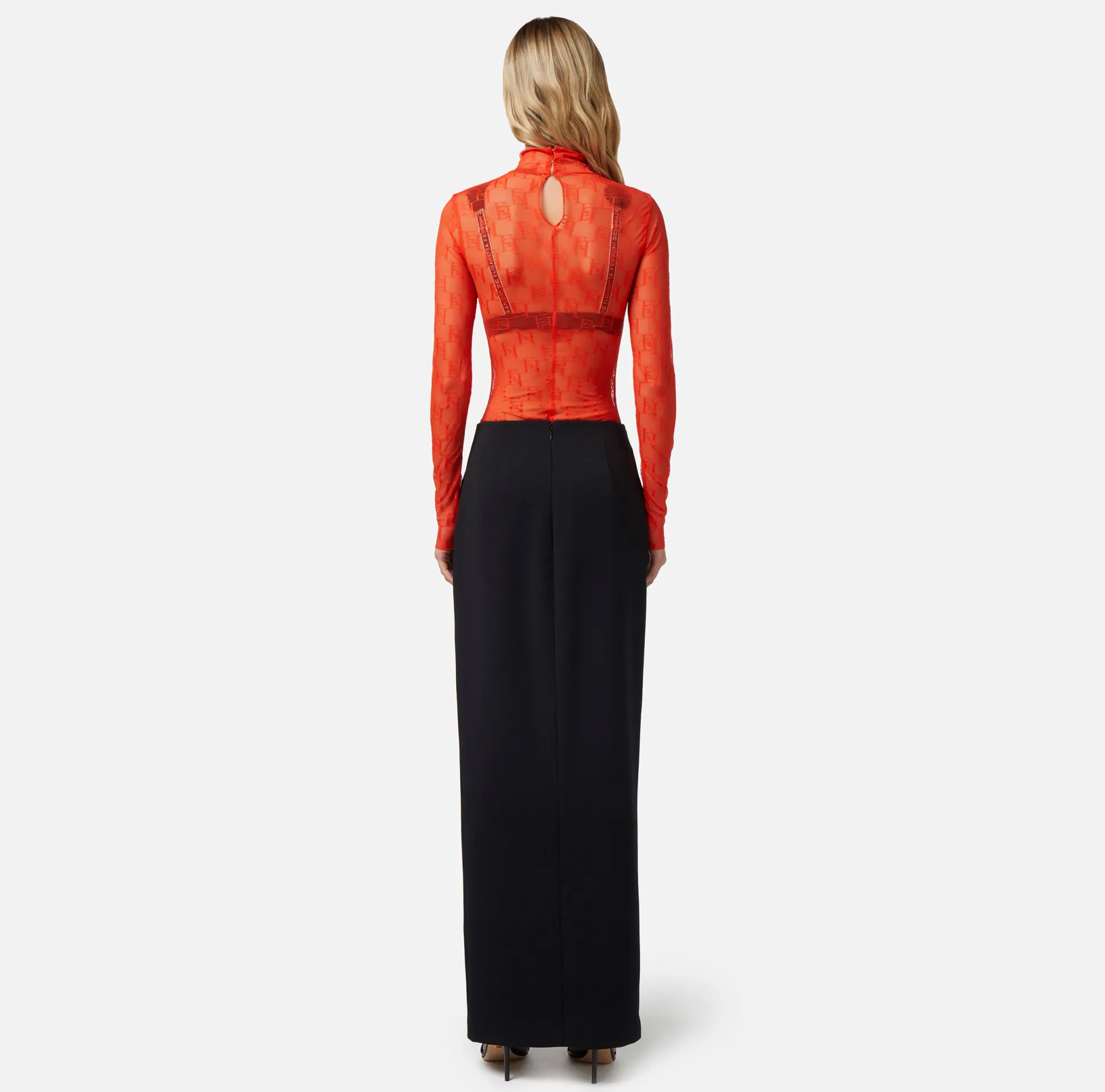 Elisabetta Franchi Top, T-Shirt & Body^Body A Maniche Lunghe In Tulle Logo