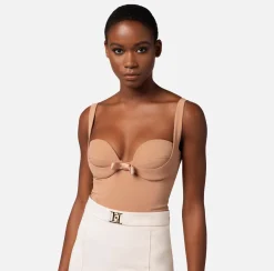 Elisabetta Franchi Top, T-Shirt & Body^Body In Crepe Con Fiocchi In Raso