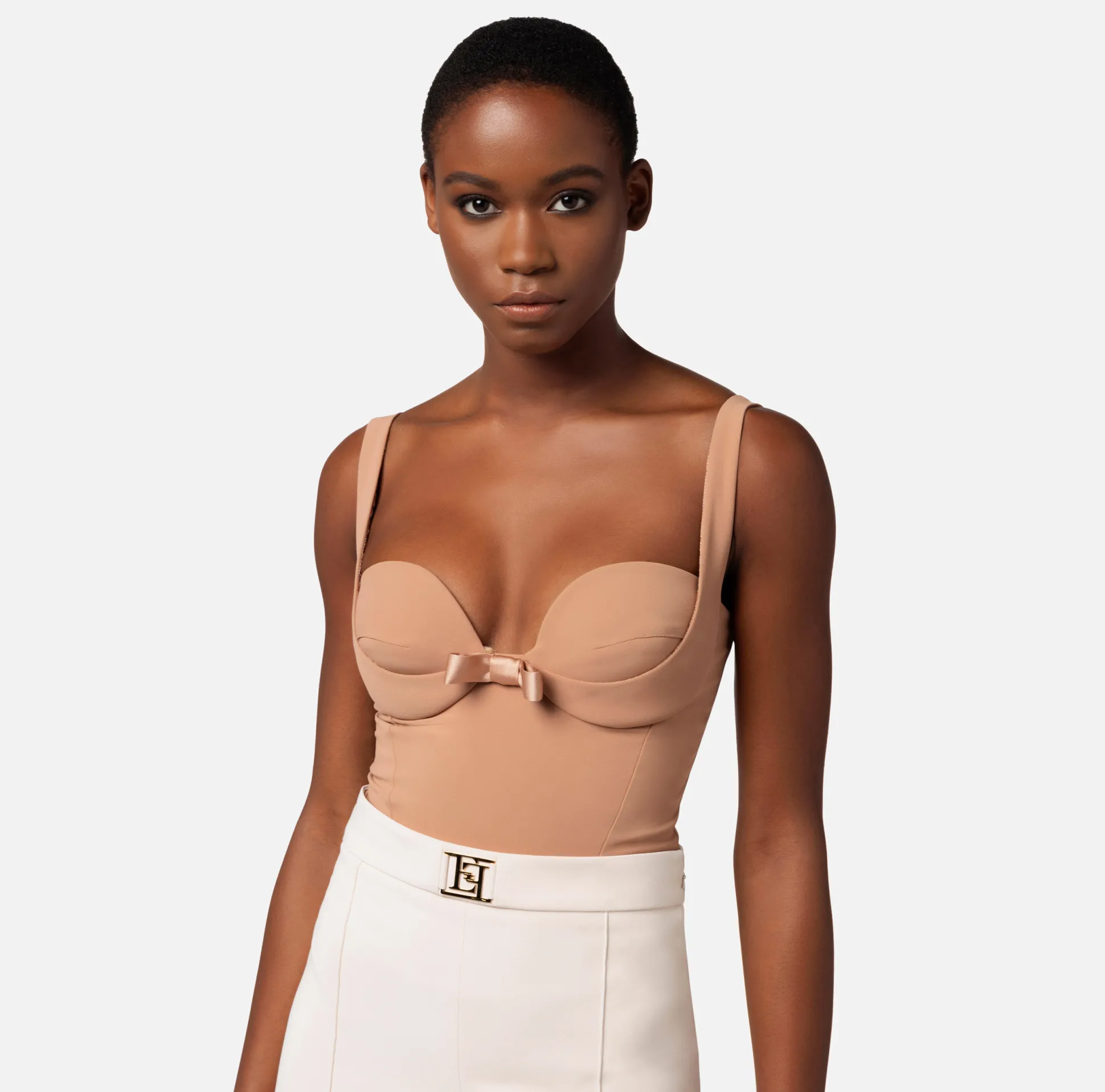 Elisabetta Franchi Top, T-Shirt & Body^Body In Crepe Con Fiocchi In Raso