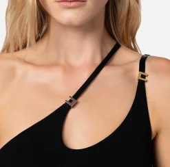Elisabetta Franchi Top, T-Shirt & Body^Body In Jersey Con Scollo Asimmetrico