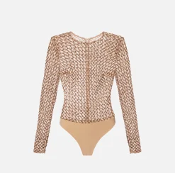 Elisabetta Franchi Top, T-Shirt & Body^Body In Paillettes Chevron