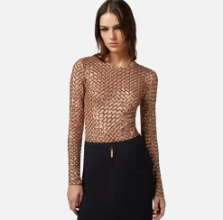 Elisabetta Franchi Top, T-Shirt & Body^Body In Paillettes Chevron
