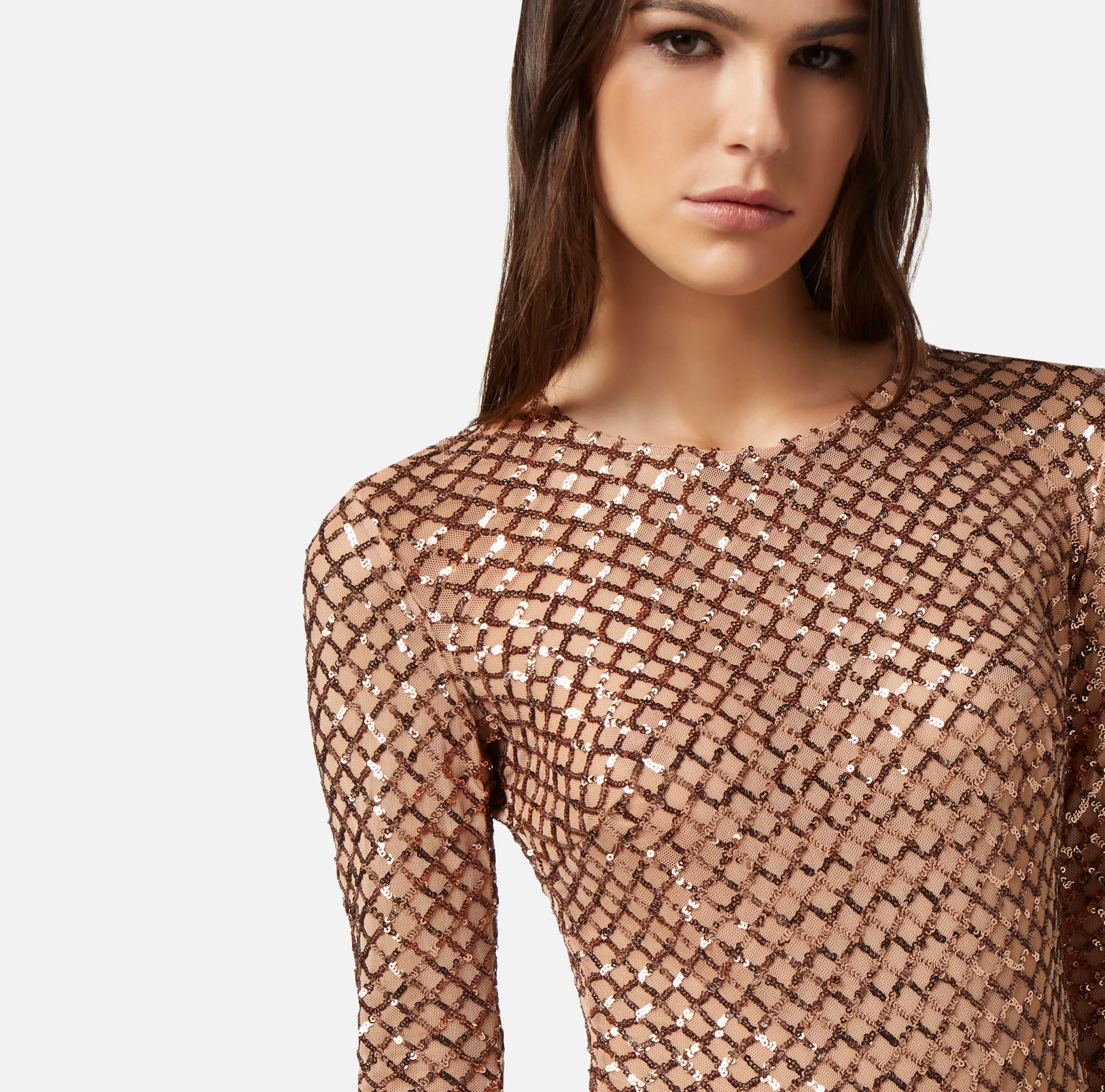 Elisabetta Franchi Top, T-Shirt & Body^Body In Paillettes Chevron