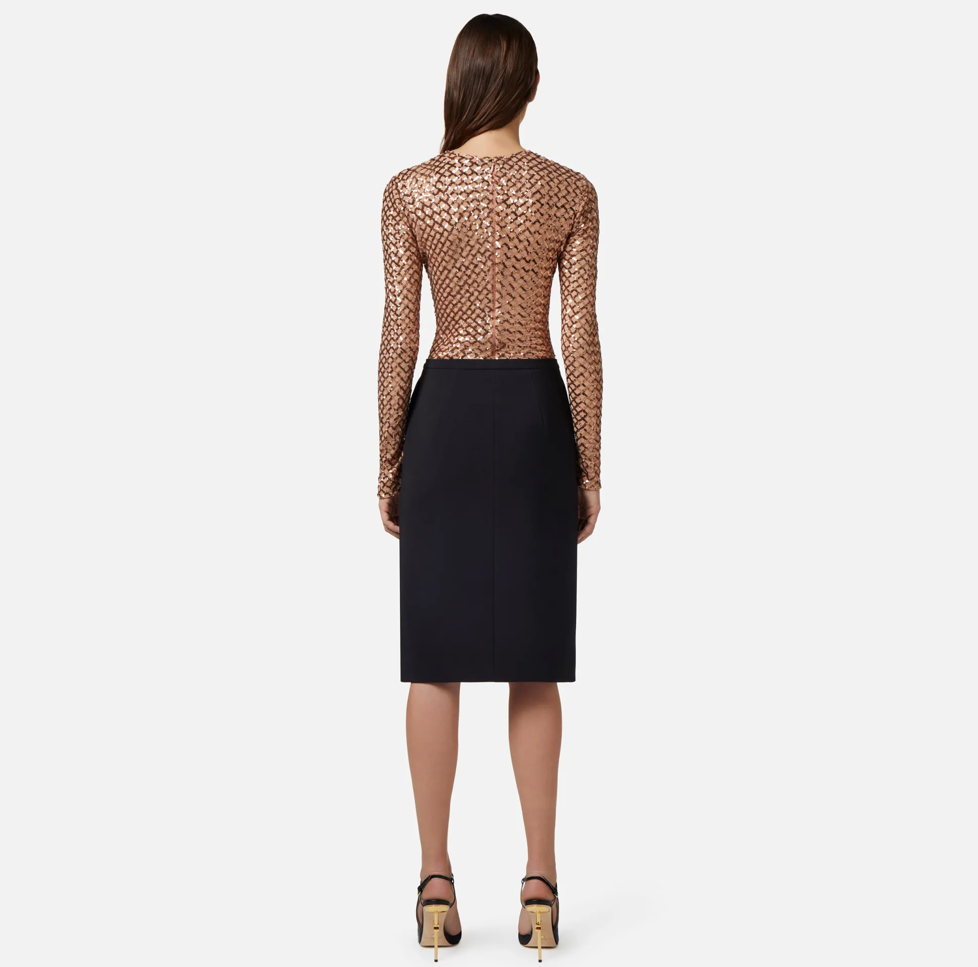 Elisabetta Franchi Top, T-Shirt & Body^Body In Paillettes Chevron